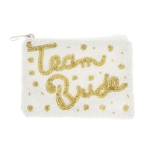 Team Bride Beaded Coin Bag | White & Gold